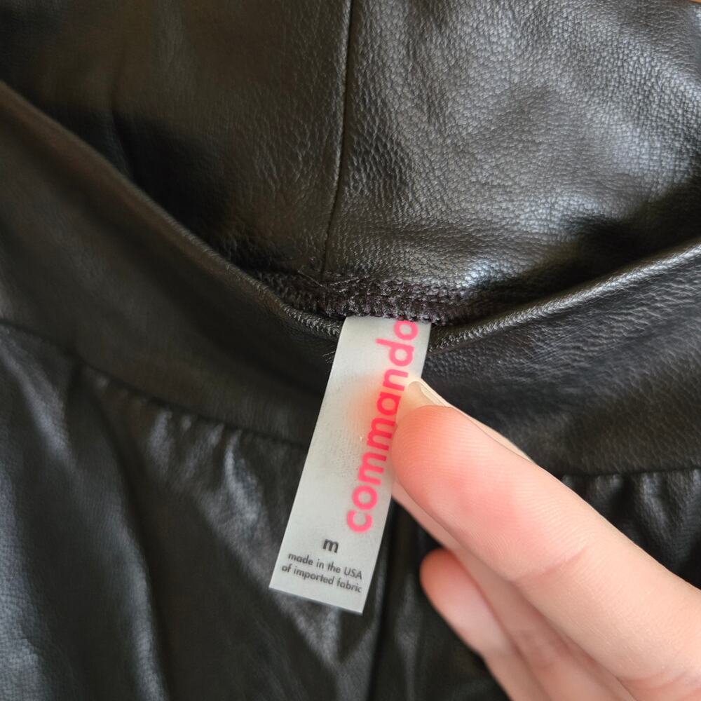 Commando Jogger Black Faux Leather Pull On Pant Medium Pocket Stretchy Cuffed - Picture 4 of 5